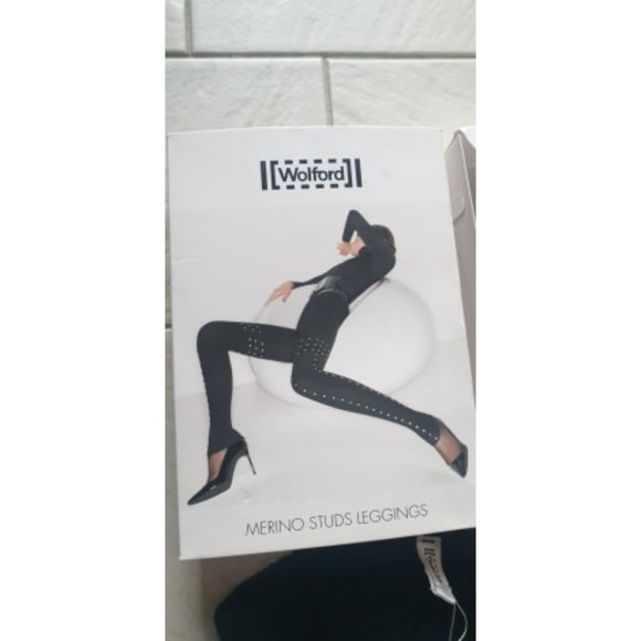 WOLFORD MERINO STUDS LEGGINGS black size L - Picture 3 of 8
